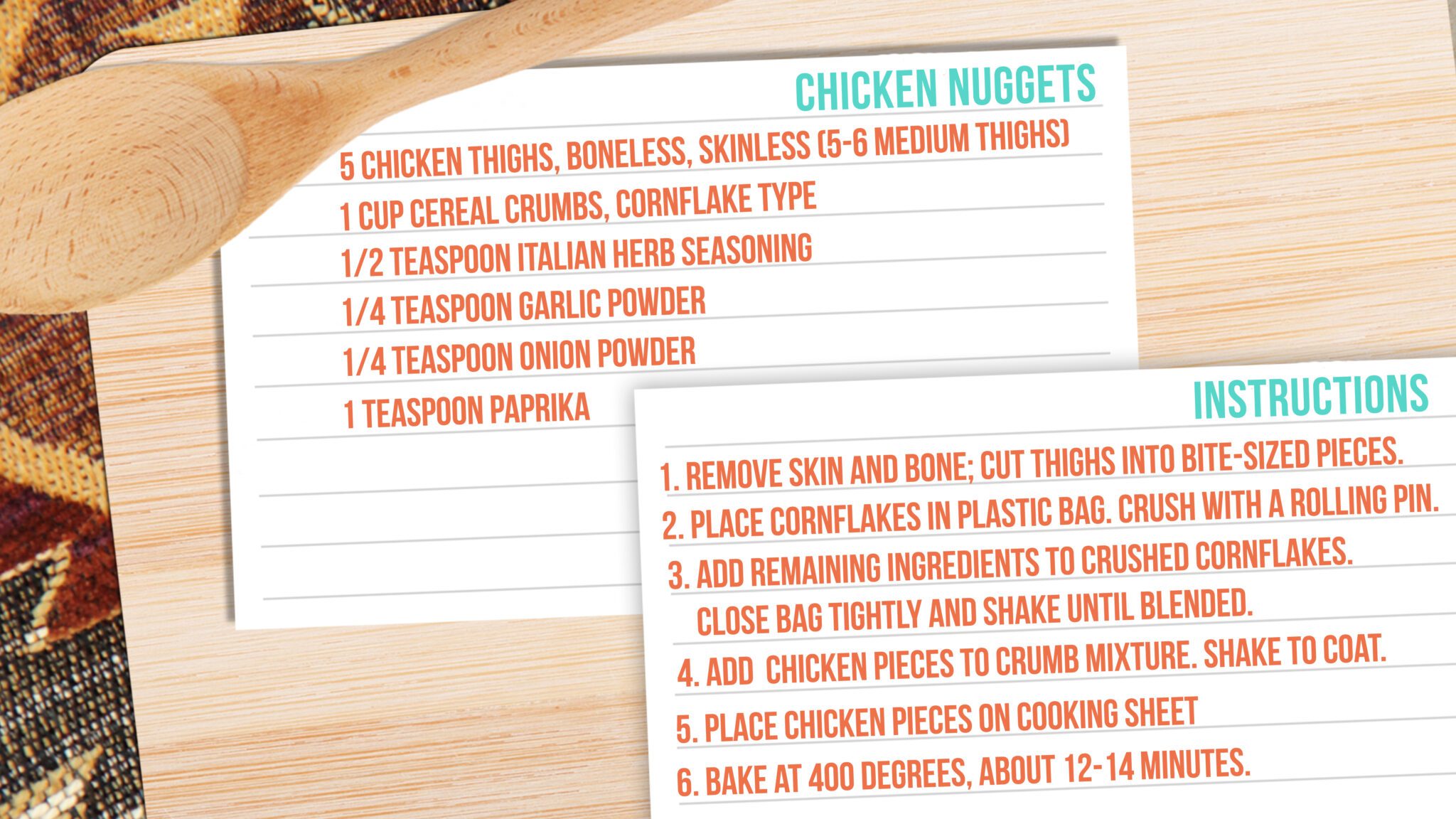 Recipe Card - Cooking with Commods - Homemade Chicken Nuggets - Native Reach