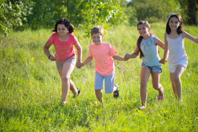 Kids running in park